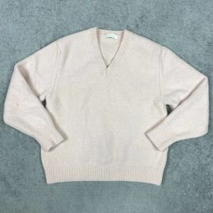 Seared Sweater Womens Small Beige Baby Alpaca Merino Wool V Neck Long Sleeve